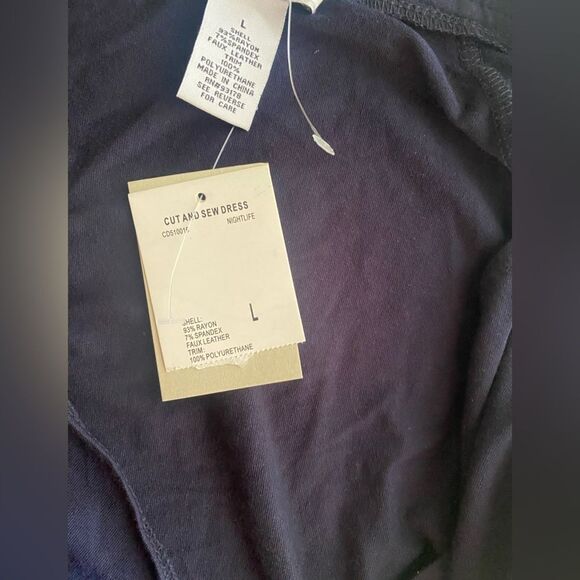 NWT Carmen Marc Valvo  Sheath Dress V-Neck Navy Long Sleeve Size L Stretch - Picture 11 of 11